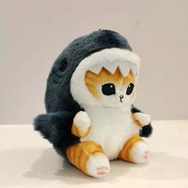 Planet Gates 12cm Cartoon Cute Shark Fried Shrimp Cat Plush Doll Pendant Charm Package Pendant