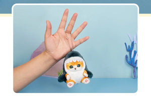 Planet Gates 12cm Cartoon Cute Shark Fried Shrimp Cat Plush Doll Pendant Charm Package Pendant
