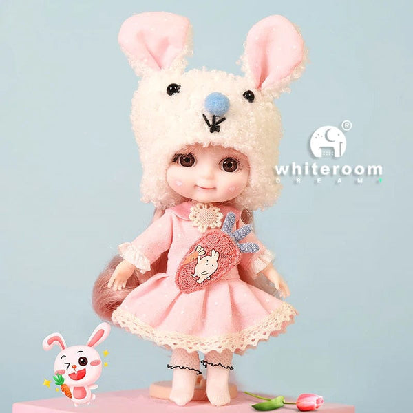 Planet Gates 12cm doll Rabbit / CHINA / Dark brown eyes Ob11 BJD Doll Mini Dolls For Girls Animal Clothes Accessories 1/12 Toy Baby 3D Big Eyes Beautiful DIY Toys Dress Up Free Gift