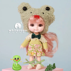 Planet Gates 12cm doll Rabbit / CHINA / Dark brown eyes Ob11 BJD Doll Mini Dolls For Girls Animal Clothes Accessories 1/12 Toy Baby 3D Big Eyes Beautiful DIY Toys Dress Up Free Gift