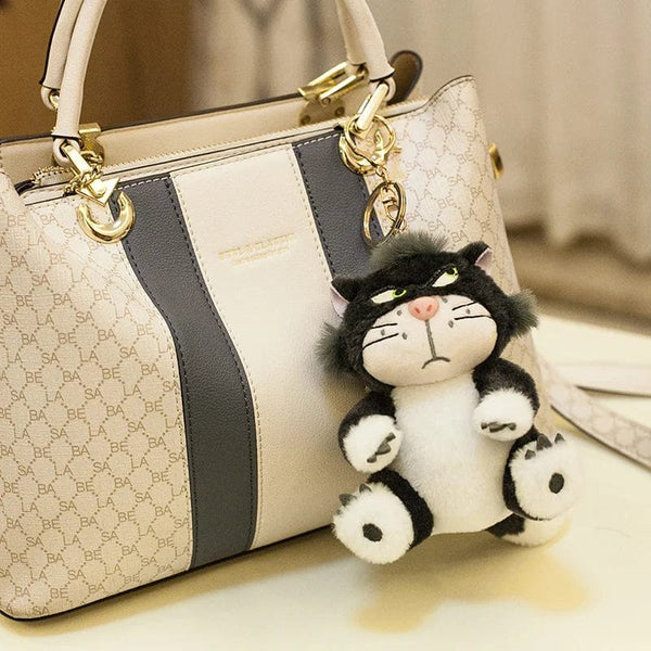 Planet Gates 12cm Lovely Disney Lucifer Plush keychain Doll Kawaii Bag Pendant Plush Stuffed Toy Backpack Pendant Birthday Gift For Children