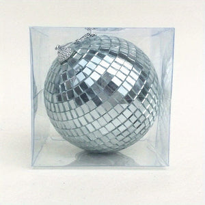 Planet Gates 12cm Silver 1pc, Glass Mirror Reflective Disco Ball Christmas Ball Bar Photography Props Wedding Baking Cake Decoration Decoration