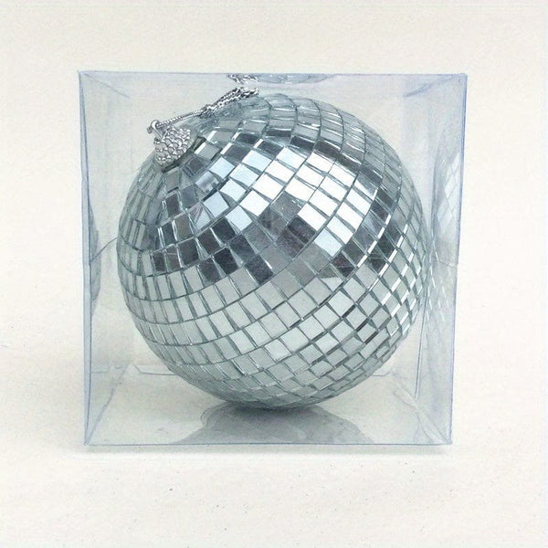 Planet Gates 12cm Silver 1pc, Glass Mirror Reflective Disco Ball Christmas Ball Bar Photography Props Wedding Baking Cake Decoration Decoration