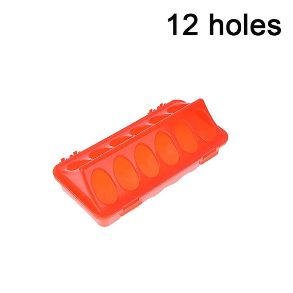 Planet Gates 12H 1Pc Double Row 12/18 Holes Poultry Ground Feeder Plastic Clamshell Feeding Chicken Groove Farm Breeding Supplies