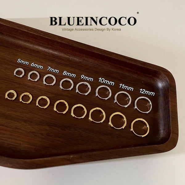 Planet Gates 12mm / E-037A 100% Real 925 Sterling Silver Minimalist Bohemian Round Ear Buckle for Women Punk Unisex Rock Hoop Earring Jewelry Accessories