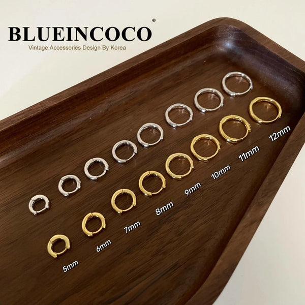 Planet Gates 12mm / E-037A 100% Real 925 Sterling Silver Minimalist Bohemian Round Ear Buckle for Women Punk Unisex Rock Hoop Earring Jewelry Accessories