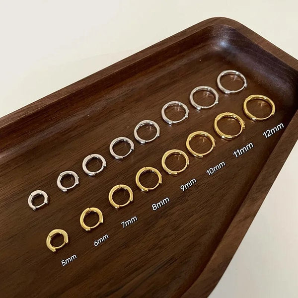 Planet Gates 12mm / E-037A 100% Real 925 Sterling Silver Minimalist Bohemian Round Ear Buckle for Women Punk Unisex Rock Hoop Earring Jewelry Accessories