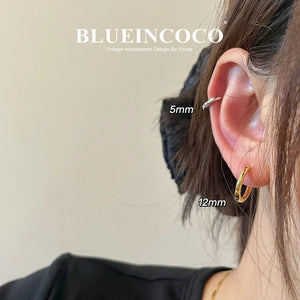 Planet Gates 12mm / E-037A 100% Real 925 Sterling Silver Minimalist Bohemian Round Ear Buckle for Women Punk Unisex Rock Hoop Earring Jewelry Accessories