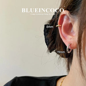 Planet Gates 12mm / E-037A 100% Real 925 Sterling Silver Minimalist Bohemian Round Ear Buckle for Women Punk Unisex Rock Hoop Earring Jewelry Accessories