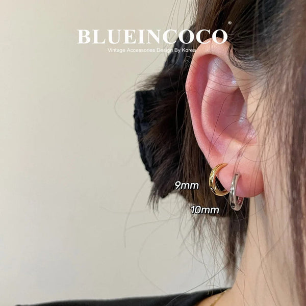 Planet Gates 12mm / E-037A 100% Real 925 Sterling Silver Minimalist Bohemian Round Ear Buckle for Women Punk Unisex Rock Hoop Earring Jewelry Accessories