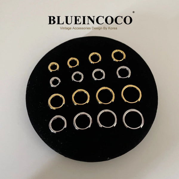 Planet Gates 12mm / E-037A 100% Real 925 Sterling Silver Minimalist Bohemian Round Ear Buckle for Women Punk Unisex Rock Hoop Earring Jewelry Accessories