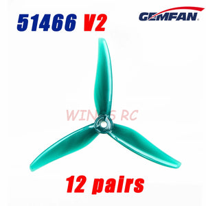 Planet Gates 12Pairs Jade Green 24pcs/12 pairs Gemfan 51466 V2 5inch 3 Blade/Tri-Blade Propeller Props FPV Brushless motor For FPV Racing Drone 6 Colors Yellow