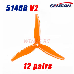 Planet Gates 12Pairs Tiger Orange 24pcs/12 pairs Gemfan 51466 V2 5inch 3 Blade/Tri-Blade Propeller Props FPV Brushless motor For FPV Racing Drone 6 Colors Yellow