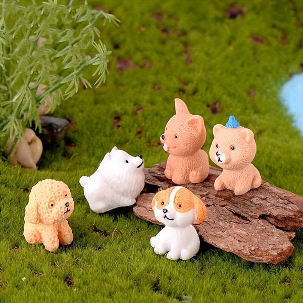 Planet Gates 12pcs 12pcs, Cute Cartoon Puppies - Handcrafted Resin Animals for Desktop Decorations, Micro Landscape, Cake Toppers, and Home Accessories