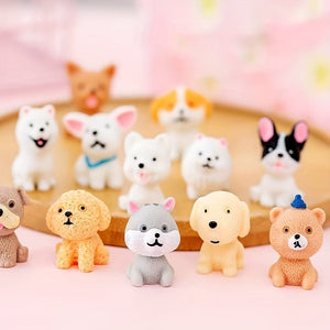 Planet Gates 12pcs 12pcs, Cute Cartoon Puppies - Handcrafted Resin Animals for Desktop Decorations, Micro Landscape, Cake Toppers, and Home Accessories