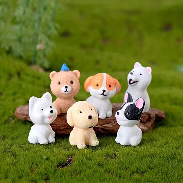 Planet Gates 12pcs 12pcs, Cute Cartoon Puppies - Handcrafted Resin Animals for Desktop Decorations, Micro Landscape, Cake Toppers, and Home Accessories