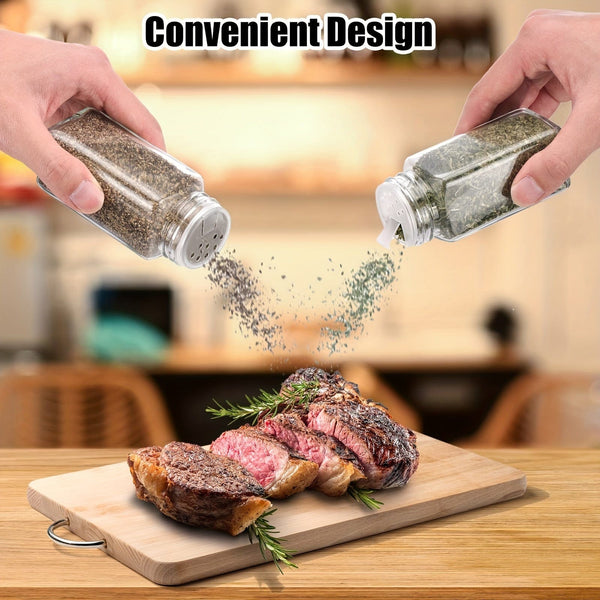 Planet Gates 12pcs 12pcs Spice Jars With Labels And Lids, 4oz Empty Square Spice Bottles With Collapsible Funnel, Glass Condiment Containers, Kitchen Accessaries, Kitchen Stuff