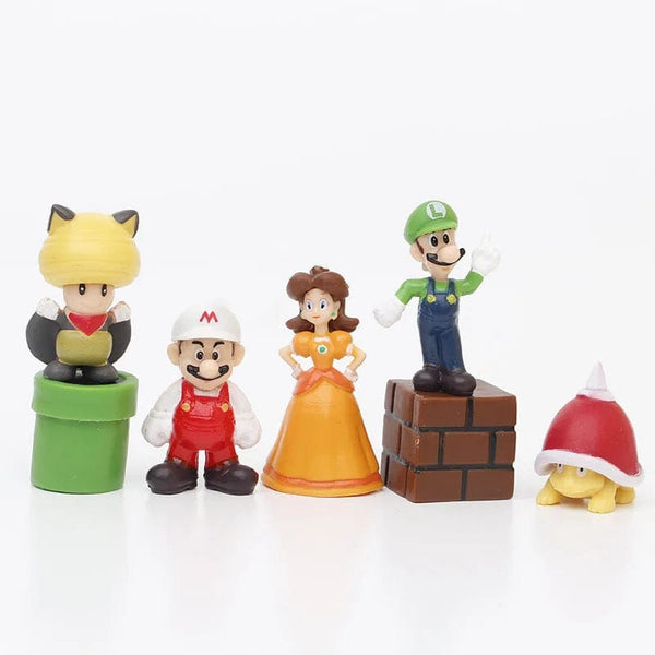 Planet Gates 12Pcs/24Pcs/48Pcs Super Mario Bros Action Figures Kawaii Bowser Anime Figure with Storage Bag for Children Toys Gifts