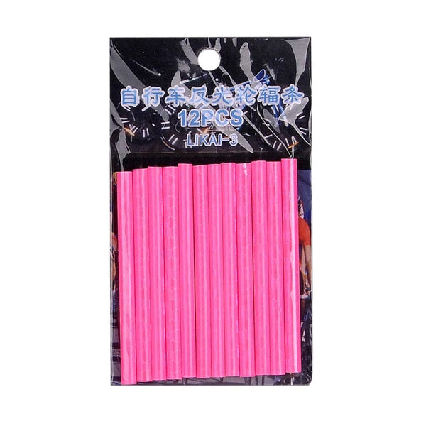 Planet Gates 12Pcs Bicycle Wheel Spokes Reflective Sticker Colorful Tube Warning Safety Light DIY Cycling Reflector Reflective Safety Kit