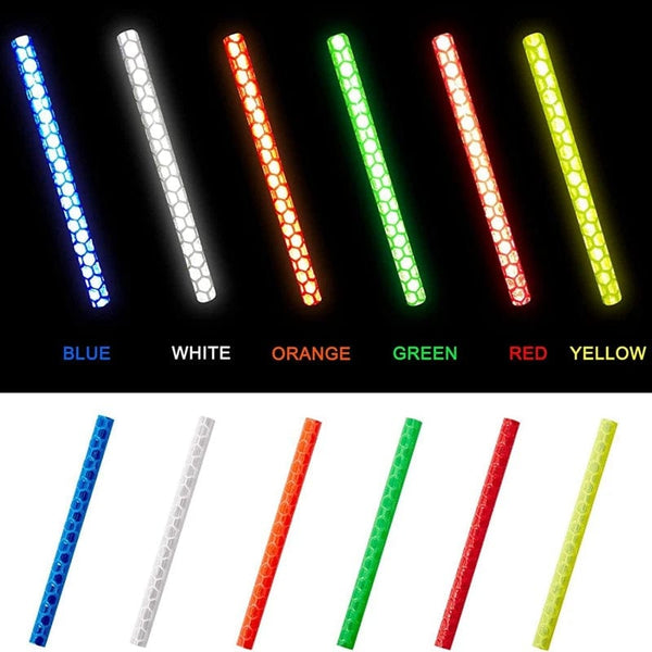 Planet Gates 12Pcs Bicycle Wheel Spokes Reflective Sticker Colorful Tube Warning Safety Light DIY Cycling Reflector Reflective Safety Kit