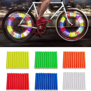Planet Gates 12Pcs Bicycle Wheel Spokes Reflective Sticker Colorful Tube Warning Safety Light DIY Cycling Reflector Reflective Safety Kit