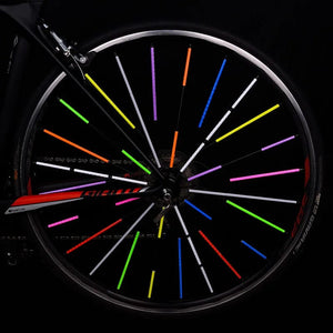 Planet Gates 12Pcs Bicycle Wheel Spokes Reflective Sticker Colorful Tube Warning Safety Light DIY Cycling Reflector Reflective Safety Kit
