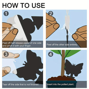 Planet Gates 12pcs Black Sticky Fly Trap Gnats Insect Traps Dual Sided Fly Catcher Plant Pest Control Strong Glue For Aphids Mosquitoes