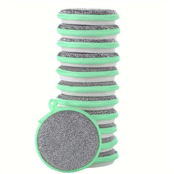 Planet Gates 12Pcs Green 12pcs, Cleaning Sponge, Scouring Pad, Square Dish Cloths, Simple Style Dish Towel, Cleaning Cloth For Sink Or Kitchen Stove, Antibacterial Washable Cleaning Brush, Kitchen Stuff, Kitchen Cleaning Gadget