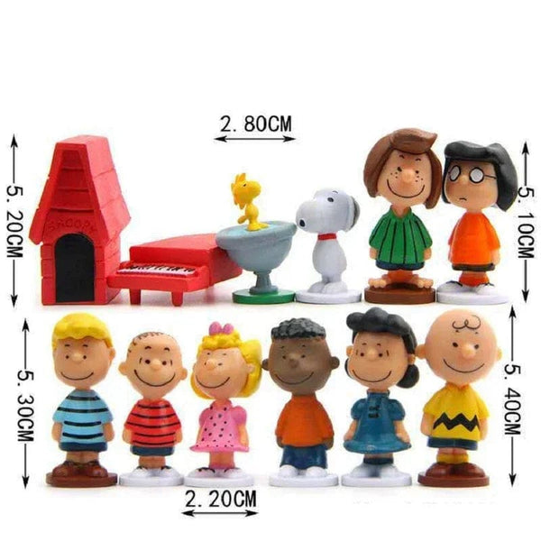 Planet Gates 12PCS Japan Cartoon Peanuts Snoopy Charlie Sally Woodstock Mini Figure Model Toys Miniature Cake People Collection Props