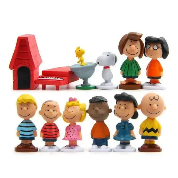 Planet Gates 12PCS Japan Cartoon Peanuts Snoopy Charlie Sally Woodstock Mini Figure Model Toys Miniature Cake People Collection Props