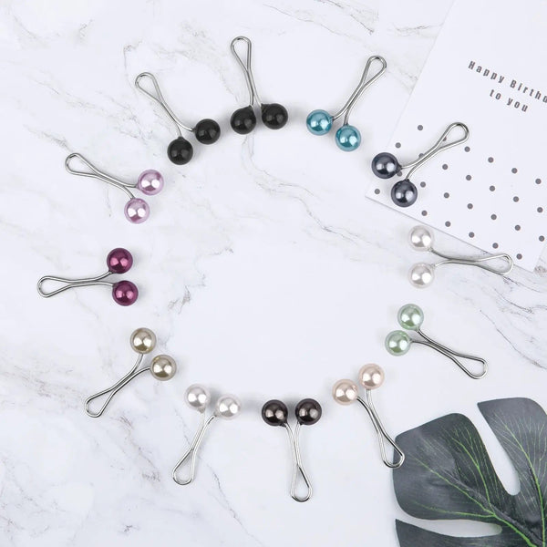Planet Gates 12PCS Lady Pearls Muslim Women Shawl Scarf Lady Scarves Hijab Clips Pearl Brooch Pins Pin Headscarf Pearl Clip Scarf Clips