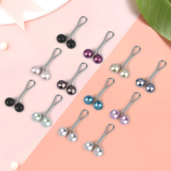 Planet Gates 12PCS Lady Pearls Muslim Women Shawl Scarf Lady Scarves Hijab Clips Pearl Brooch Pins Pin Headscarf Pearl Clip Scarf Clips