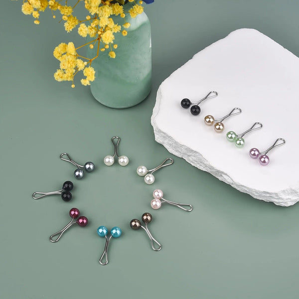 Planet Gates 12PCS Lady Pearls Muslim Women Shawl Scarf Lady Scarves Hijab Clips Pearl Brooch Pins Pin Headscarf Pearl Clip Scarf Clips