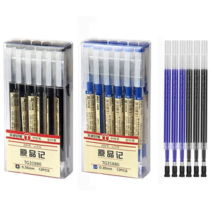 Planet Gates 12pcs/Lot Japan Fine Point Pen 0.35mm Black Blue Red Ink Gel Pen Ballpoint Pen School Office Student Writing Stationery Supply
