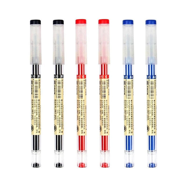 Planet Gates 12pcs/Lot Japan Fine Point Pen 0.35mm Black Blue Red Ink Gel Pen Ballpoint Pen School Office Student Writing Stationery Supply