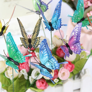Planet Gates 12pcs Mixed Color 12pcs 3D Garden Butterfly Stakes Glowing In Dark Artificial Butterfly Stakes, Garden Ornaments & Patio Decor