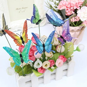 Planet Gates 12pcs Mixed Color 12pcs 3D Garden Butterfly Stakes Glowing In Dark Artificial Butterfly Stakes, Garden Ornaments & Patio Decor