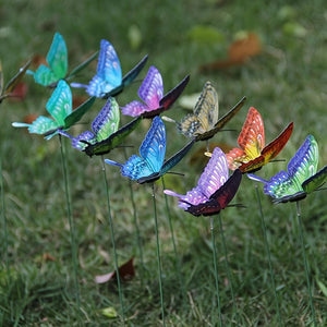 Planet Gates 12pcs Mixed Color 12pcs 3D Garden Butterfly Stakes Glowing In Dark Artificial Butterfly Stakes, Garden Ornaments & Patio Decor