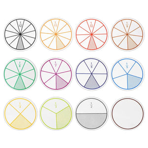 Planet Gates 12PCS Plastic 9Set EVA Round Shaped Fractions Instrument Montessori Math Educational Toys Math Learning Tool Student Teaching Gifts