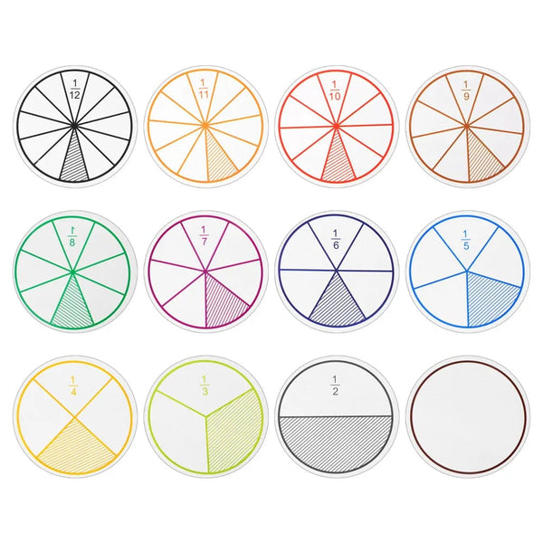 Planet Gates 12PCS Plastic 9Set EVA Round Shaped Fractions Instrument Montessori Math Educational Toys Math Learning Tool Student Teaching Gifts
