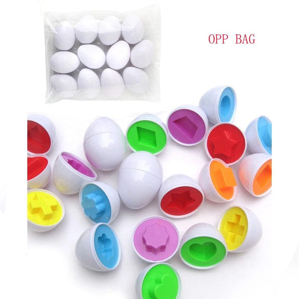 Planet Gates 12pcs shape (bag) 6/12PCS Montessori Smart Eggs In Cup Education Early Learning Geometric Shape Math Alphabet Puzzle Sorter Game Baby Toy Children