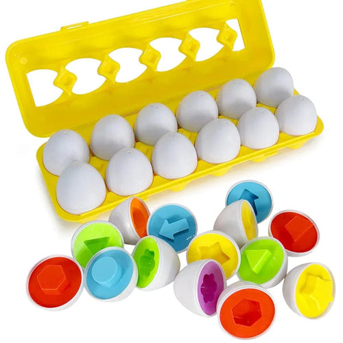 Planet Gates 12pcs shape egg 6/12PCS Montessori Smart Eggs In Cup Education Early Learning Geometric Shape Math Alphabet Puzzle Sorter Game Baby Toy Children