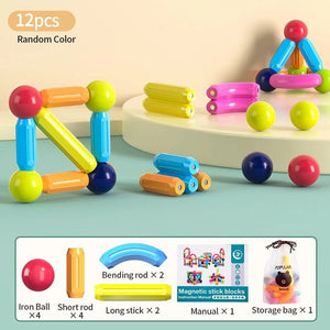 Planet Gates 12PCS / United States Kids Magnetic Construction Set Magnetic Balls Stick Building Blocks Montessori Educational Toys For Children Gift