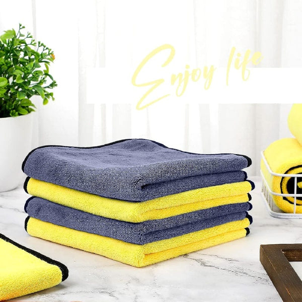 Planet Gates 12pcs Yellow 12pcs Thick Ultrafine Fiber Cleaning Towel, Car Detail Cloth, Car Drying, Washing Towel, Car Polishing, Wax Drying, And Water Absorption Towel