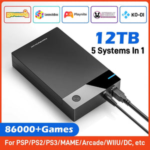 Planet Gates 12T Gaming HDD with Hyperspin Launchbox Retrobat Playnite Super Console with 86000+ Retro Vidoe Game For PS3/PS2/PSP/WII/WIIU/DC