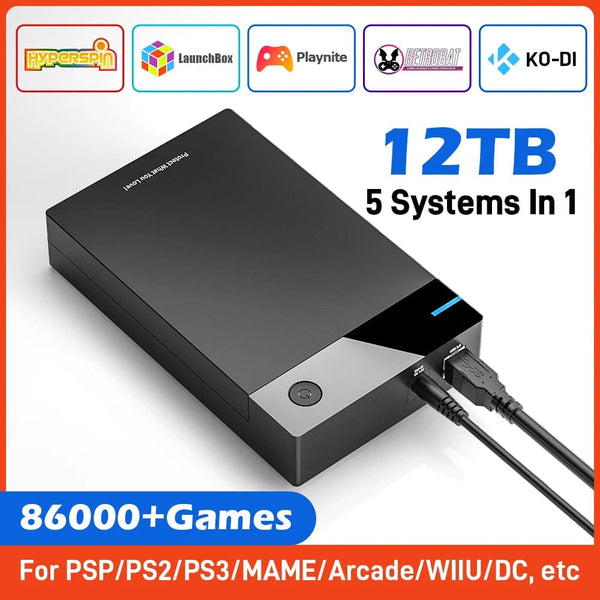Planet Gates 12T Gaming HDD with Hyperspin Launchbox Retrobat Playnite Super Console with 86000+ Retro Vidoe Game For PS3/PS2/PSP/WII/WIIU/DC