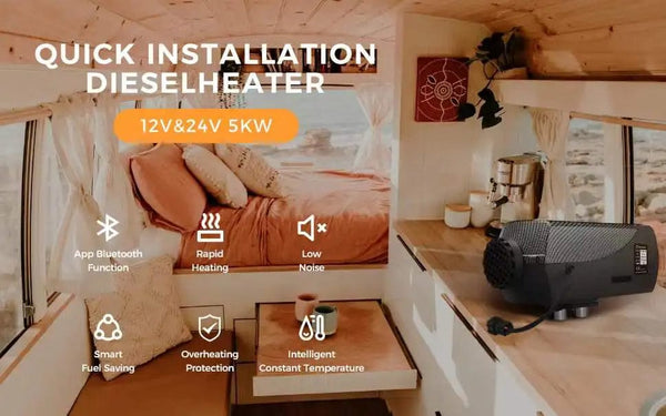 Planet Gates 12V&24V 5KW Car Parking Night Diesel Air Heater 10L Tank LCD Screen bluetooth APP Remote Control Voice Broadcast for RV Van