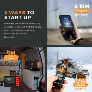 Planet Gates 12V&24V 5KW Car Parking Night Diesel Air Heater 10L Tank LCD Screen bluetooth APP Remote Control Voice Broadcast for RV Van