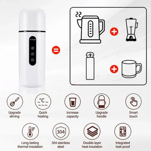 Planet Gates 12V 24V Car Heating Cup Electric Kettle Stainless Steel Smart Temperature Control Touch LCD Display Travel Coffee Mug Warmer