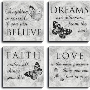 Planet Gates 12x12in / 30x30cm  -4pcs 4pcs, Inspirational Quotes Wall Art Paintings, Grey Motivational Nature Picture Artwork Of Contemporary Home Living Room Decor No Frame